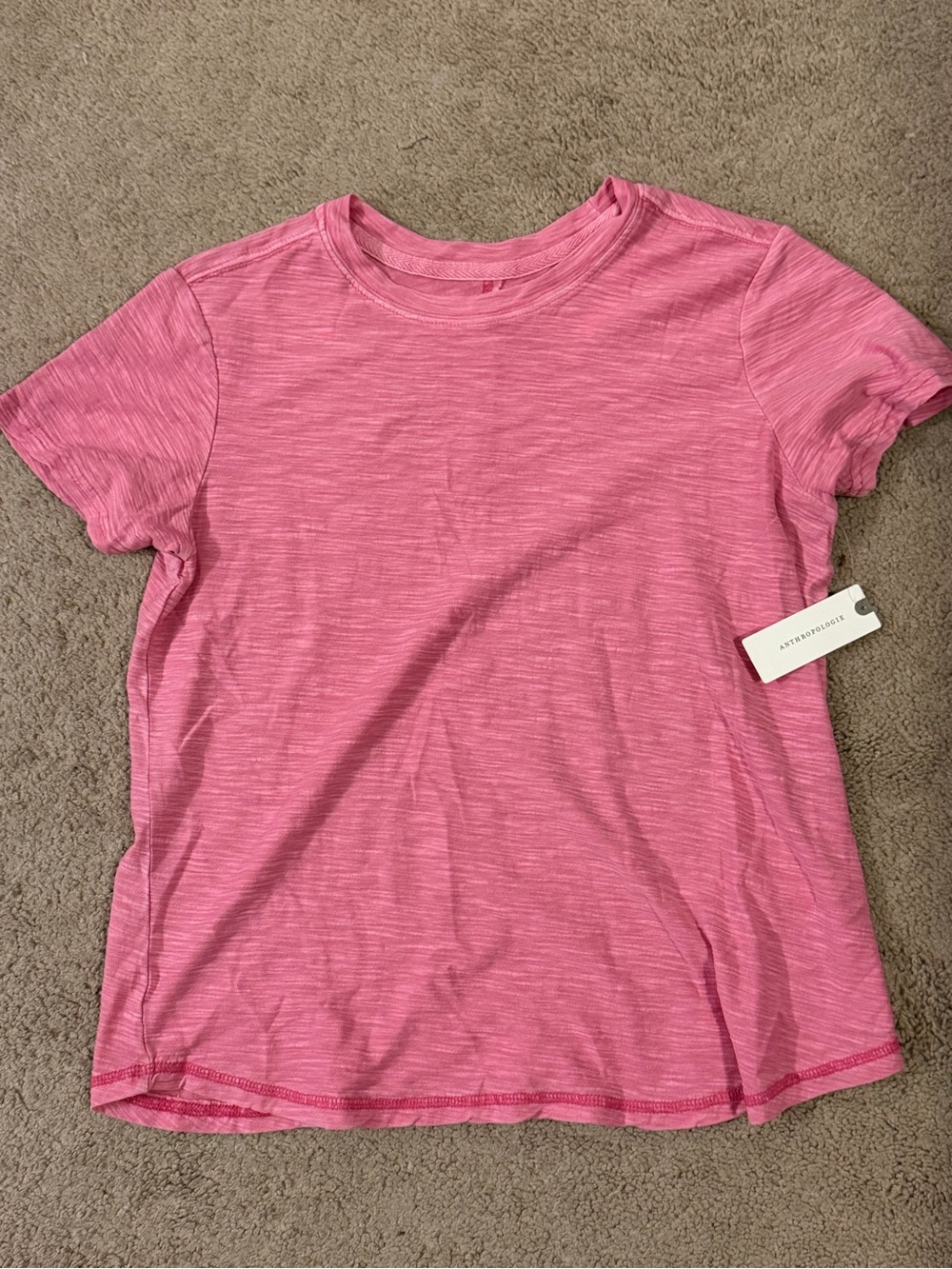 Pilcro Pink Slub Short Sleeve Crewneck Tee